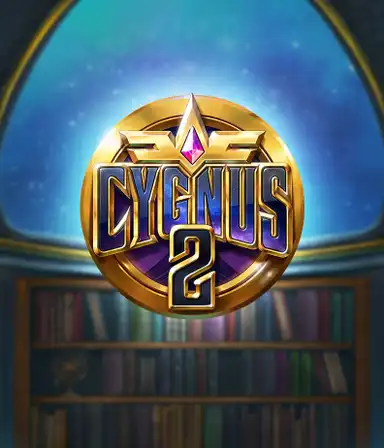 Фото игрового автомата Cygnus 2 от ELK Studios, демонстрирующее заслоненную звездами галактику в фоне и древние иероглифы на барабанах. В центре кадра расположен логотип игры Cygnus 2, окруженный ярко светящимися звездами, что создает очаровательную атмосферу космического приключения. Визуальные элементы объединены, чтобы выделить тему игры, основанной на исследовании тайн вселенной через призму древних цивилизаций, с акцентом на красоту и величие космоса.